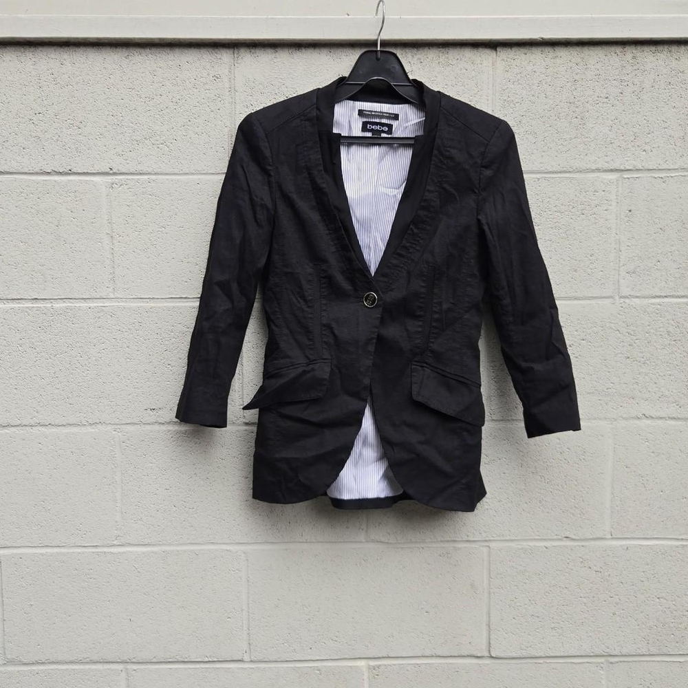 Bebe Black Blazer with Striped Lining